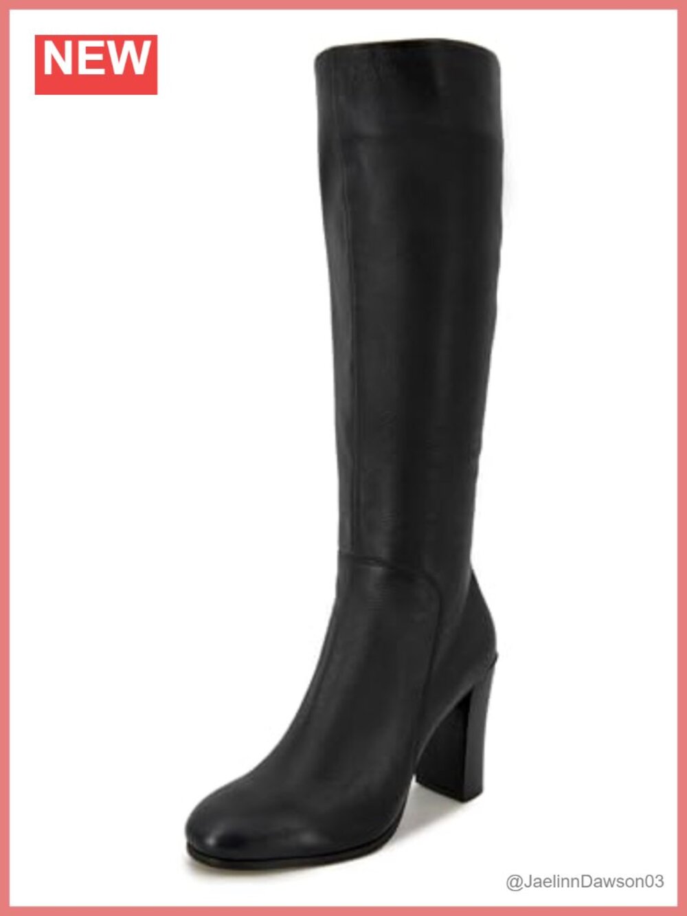 Kenneth Cole New York Women's Knee-High Leather Heeled Boots, Black, 5.5 M US